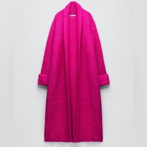 Zara Fuchsia Long Cardigan Sweater XS-S